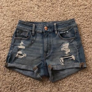 American Eagle High Rise 360 Stretch Jean Shorts 0